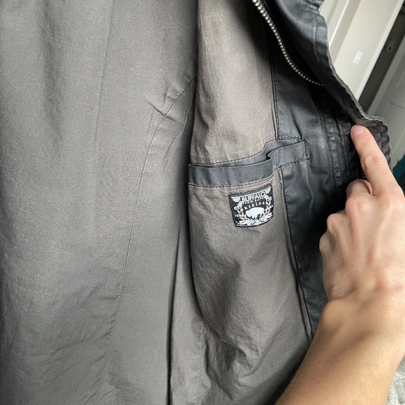 Buffalo David Bitton Black Waxed Cotton Jacket – Size Mens Medium - Picture 7 of 12